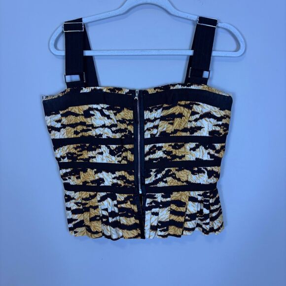 Dolce & Gabbana Tiger Print Bustier Style Zip Up Tank Top Size Euro 46= US 10 - Picture 1 of 9